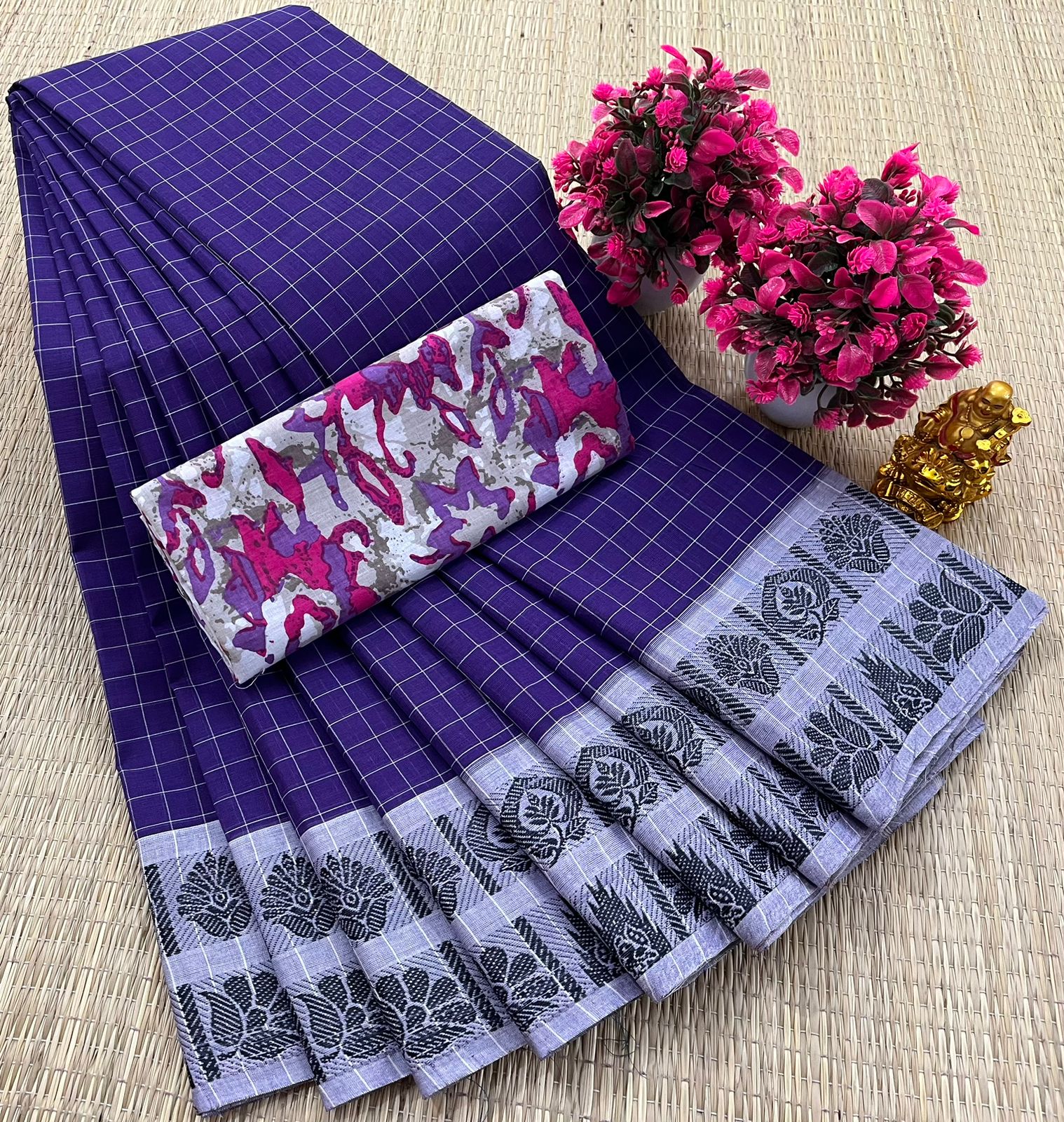 
												
												Classic Kanchi cotton 5.5m tennis checked sarees